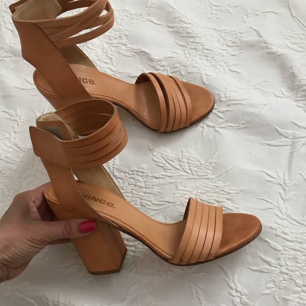 Vince Heeled Leather Sandals.